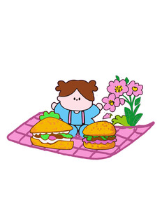 女孩户外野餐美好瞬间