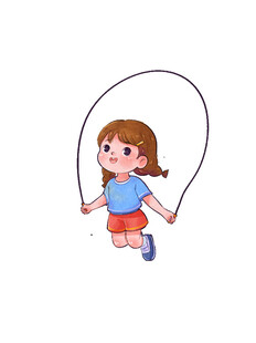 小女孩欢快跳绳瞬间
