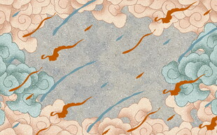 中式祥瑞锦鲤云海图案