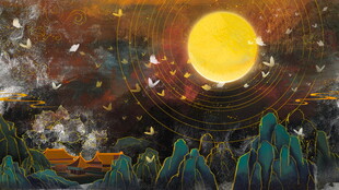 奇幻落日下的壮丽山海景观