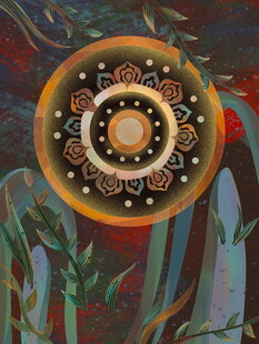 抽象艺术风圆形装饰图案