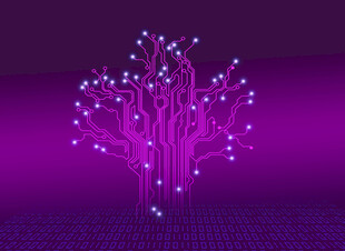 紫色科技树状发光图案