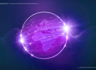 紫色发光地球科技感图像
