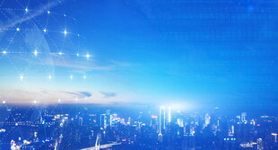 梦幻蓝色城市夜景