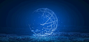 梦幻蓝色粒子球体景观