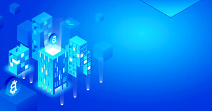 科技感蓝色立体建筑图像