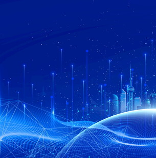 科技感蓝色城市线条背景图