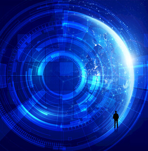 科技未来一人望蓝色光环