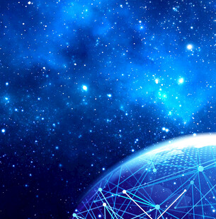 梦幻星空下的科技地球