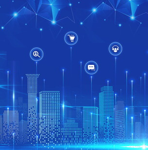 科技感城市夜景与互联元素