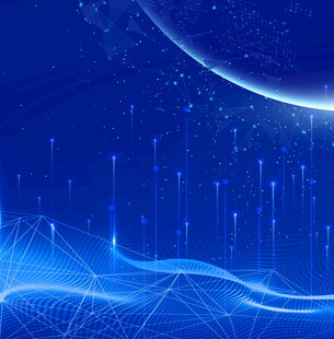 梦幻蓝色科技感线条背景