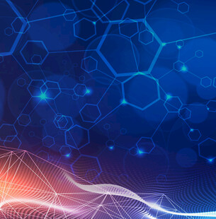 科技感蓝色分子线条背景图