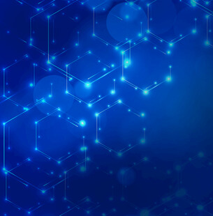 蓝色科技感六边形背景图