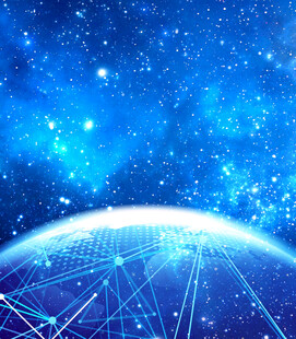 梦幻蓝色地球与星空背景