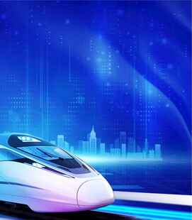 未来感高速列车穿梭城市