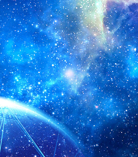 梦幻蓝色星空下的地球