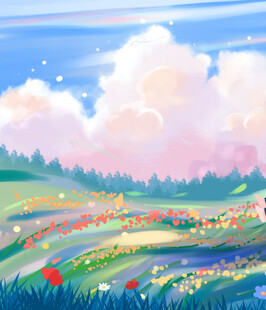 梦幻田园风光插画