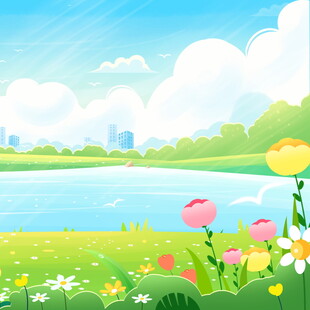 春日湖畔花草美景