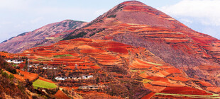 东川红土地壮丽红土地山峰景观