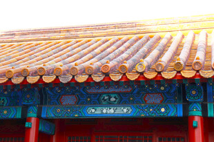 中式古建筑屋顶局部特写