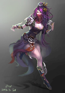 奇幻女战士飘逸紫发造型