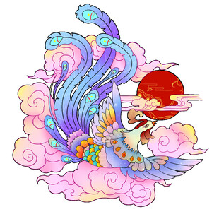 凤凰祥云伴红日