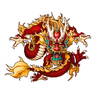 中国风华丽祥龙插画形象
