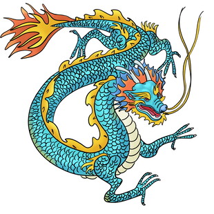 传统蓝色飞龙图案