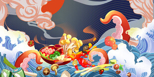 国潮风神话主题奇幻插画