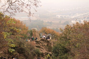 山林间观景的人群