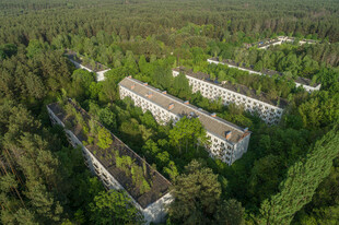 废弃建筑群隐于茂密森林