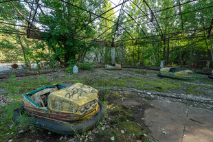 废弃花园中的破旧船只