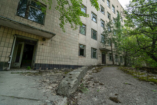 废弃楼房旁的荒芜景象