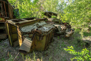 废弃挖掘机置身荒野丛林