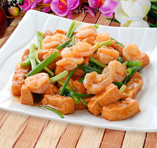 香葱虾球烧豆腐
