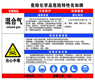 混合气危险告知牌
