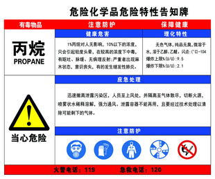 丙烷化学品安全告知牌