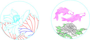 牡丹鱼  荷花   玄关图  