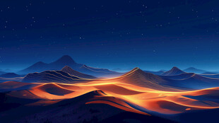 梦幻发光山脉夜景