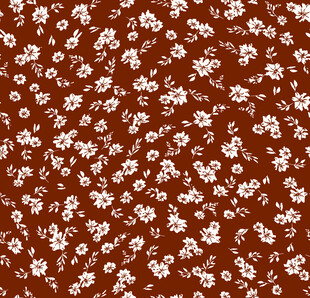 棕底白花碎花布料图案