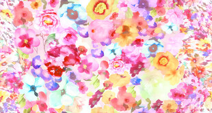 梦幻多彩花卉水彩图案