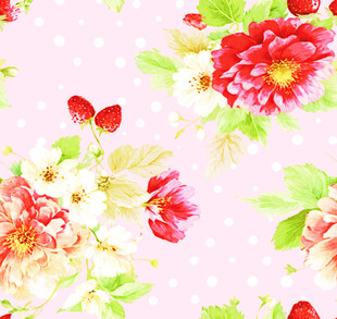 粉色花卉草莓图案背景