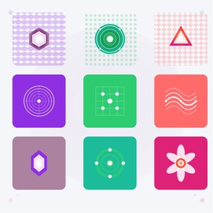 多彩几何与图案图标集合