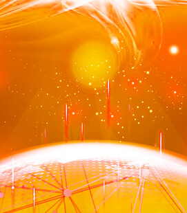 梦幻橙色科幻宇宙场景