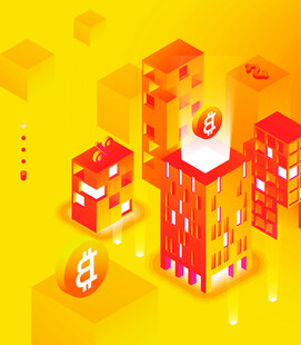 立体风格比特币主题插画