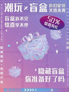 潮玩盲盒促销海报