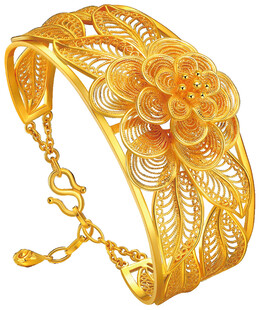 精美黄金色雕花手镯
