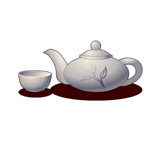 中式典雅茶壶与茶杯组合