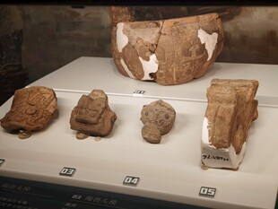 古代陶器残片展示