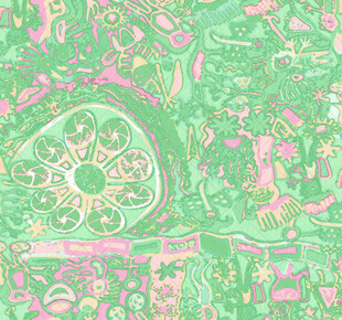 复古风绿色粉色几何图案背景